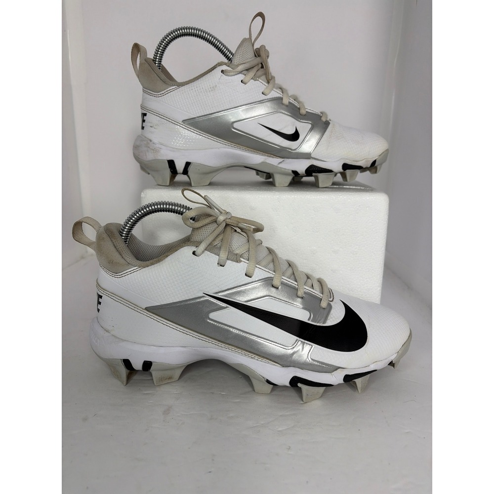 Nike Alpha Huarache 4 Keystone Youth Baseball Cleats White Silver FQ4012-100 6Y